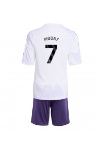 Manchester United Mason Mount #7 Jalkapallovaatteet Lasten Vieraspeliasu 2025-26 Lyhythihainen (+ Lyhyet housut)